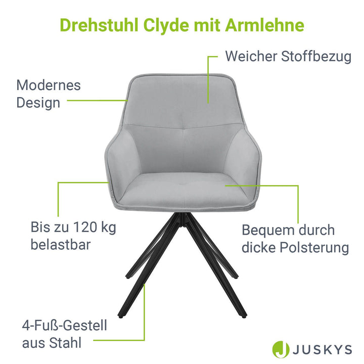 Esszimmerstuhl drehbar mit Samt Clyde