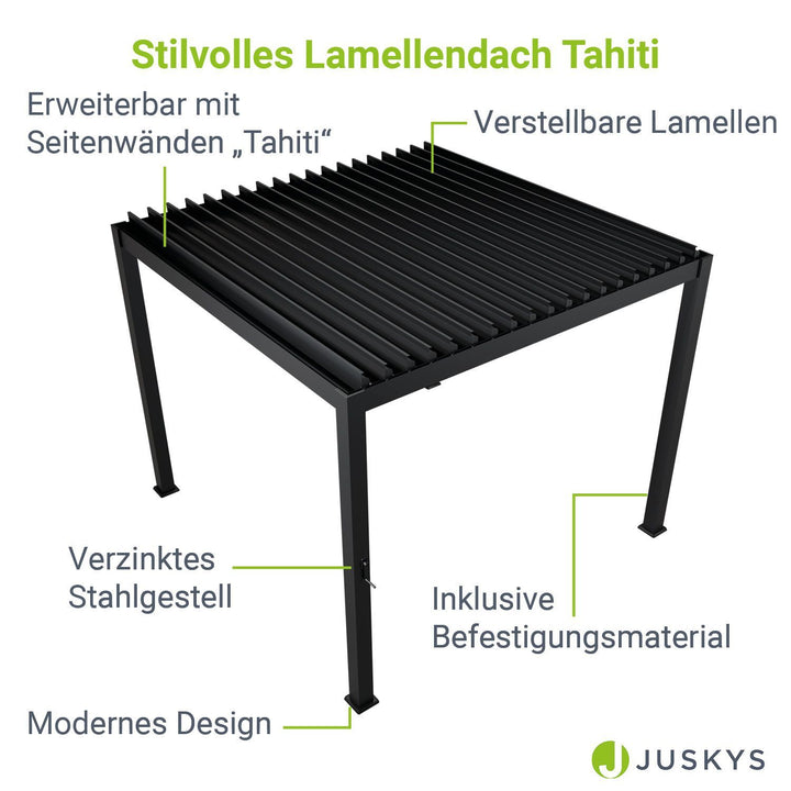 Pergola bioclimatique Tahiti 3 x 3 m avec 2x parois latérales 3 m