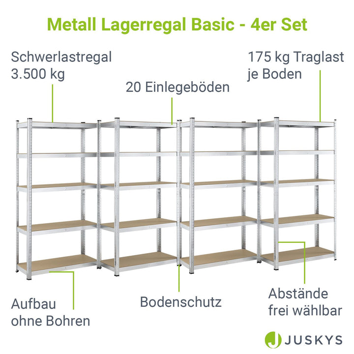Lagerregal Basic 2er bis 8er Set 180 x 90 x 40 cm