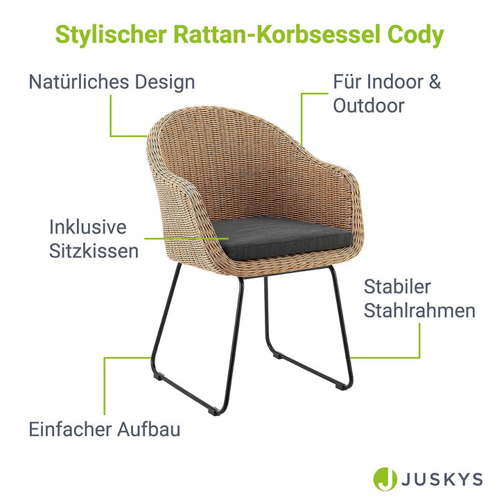 Chaise en rotin et osier Cody