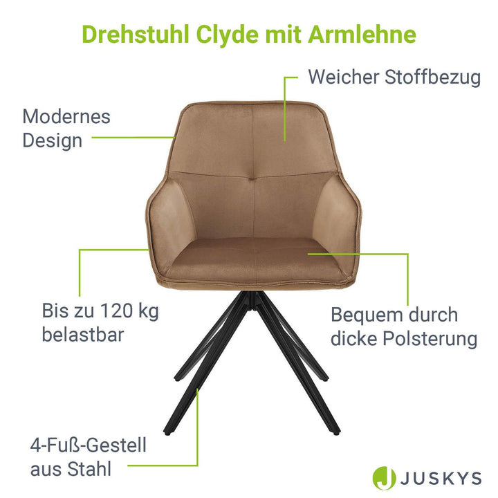 Esszimmerstuhl drehbar mit Samt Clyde