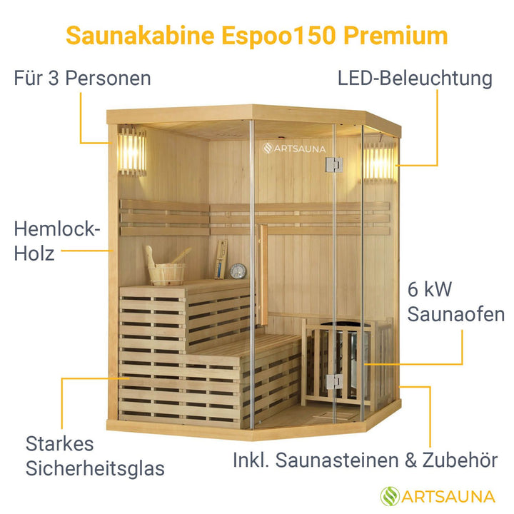 Sauna intérieur Espoo 150 Premium