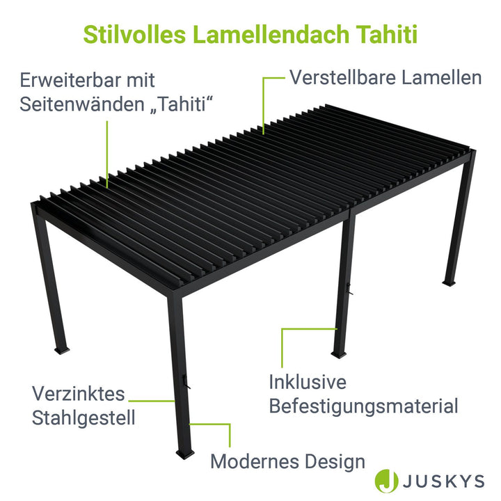 Pergola bioclimatique Tahiti 3 x 5,9 m avec 1x paroi latérale de 3 m