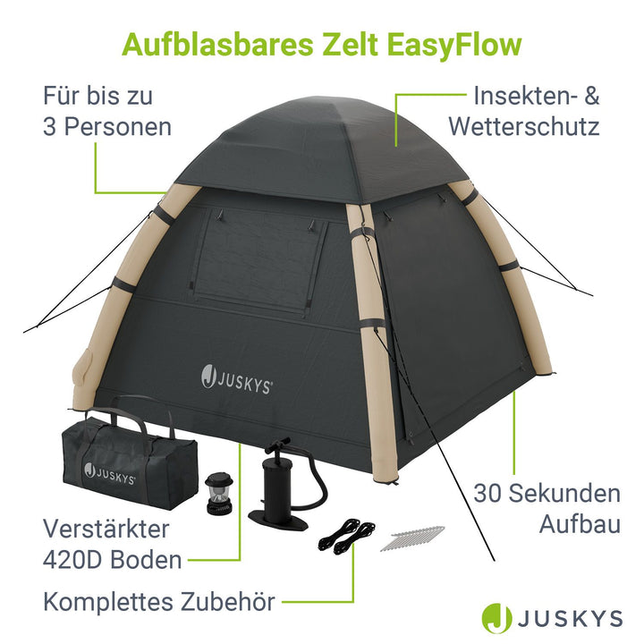 Tente gonflable avec accessoires pour 1 à 4 personnes
