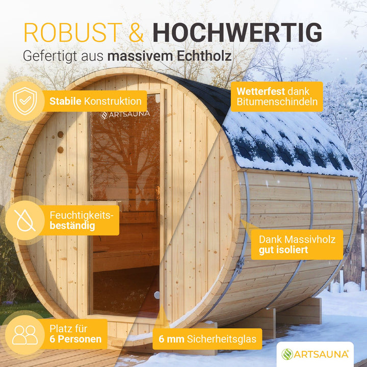 Sauna tonneau Spitzberg avec poêle de sauna