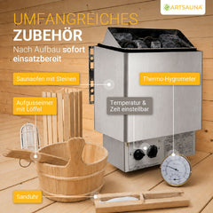 Sauna tonneau Spitzberg avec poêle de sauna