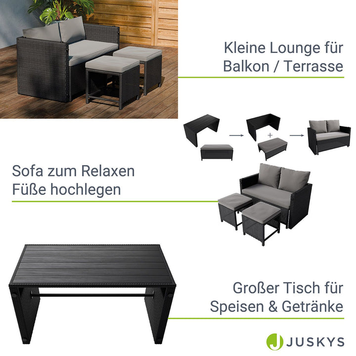 2in1 Polyrattan Gartenmöbel Jamaika