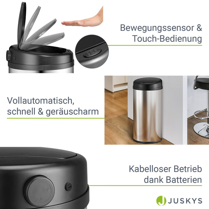 Runder Mülleimer mit Sensor