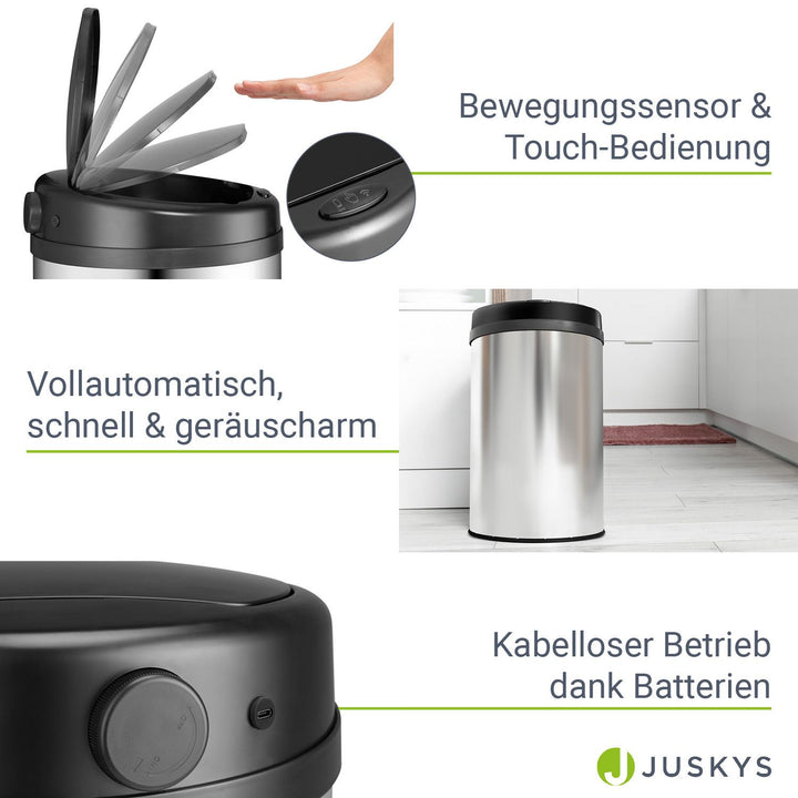 Runder Mülleimer mit Sensor