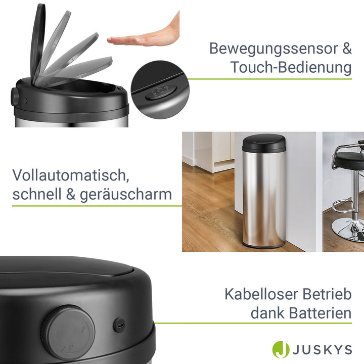 Runder Mülleimer mit Sensor