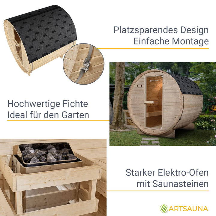 Sauna tonneau Spitzberg avec poêle de sauna