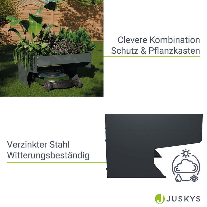Mähroboter Garage mit Pflanzkasten