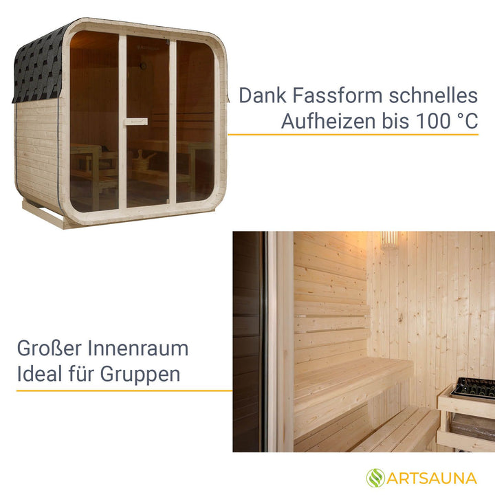 Sauna tonneau carré pour 6 personnes Fjora