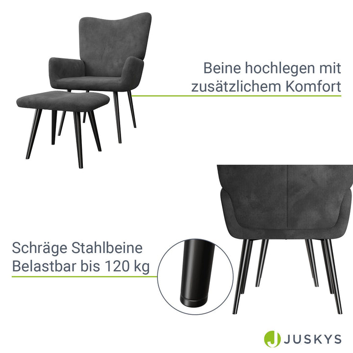 Ohrensessel mit optionalem Hocker Odense