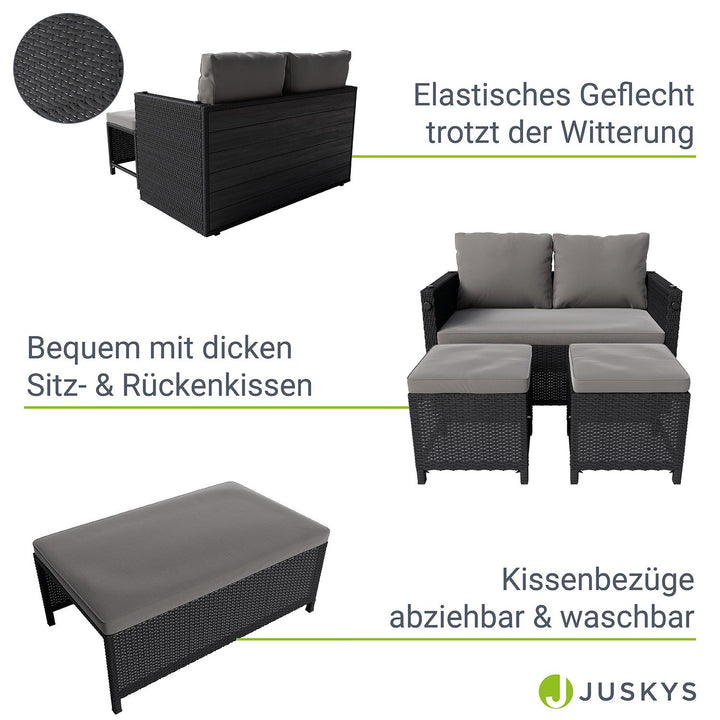 2in1 Polyrattan Gartenmöbel Jamaika