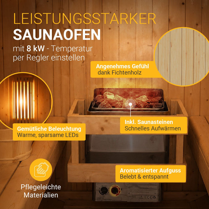 Sauna tonneau Spitzberg avec poêle de sauna
