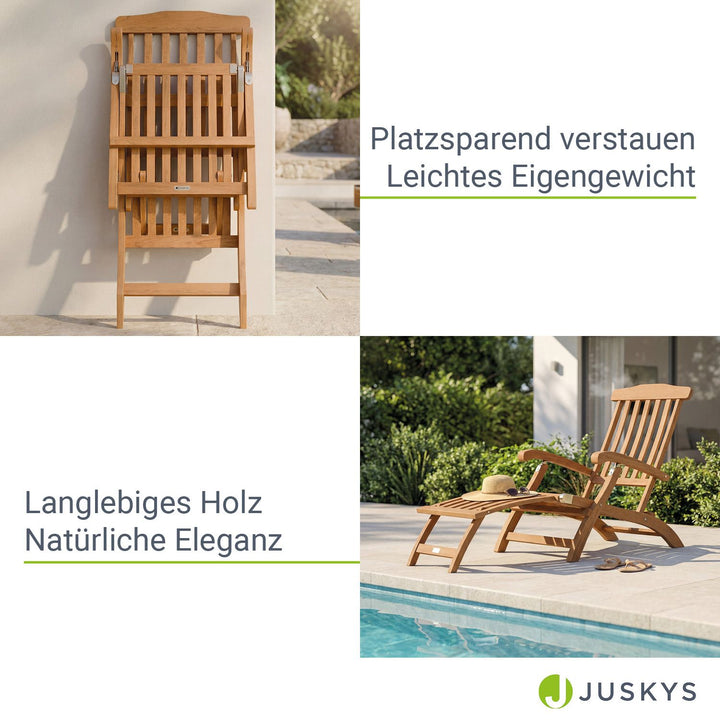 Bain de soleil de jardin résistant aux intempéries en bois huilé