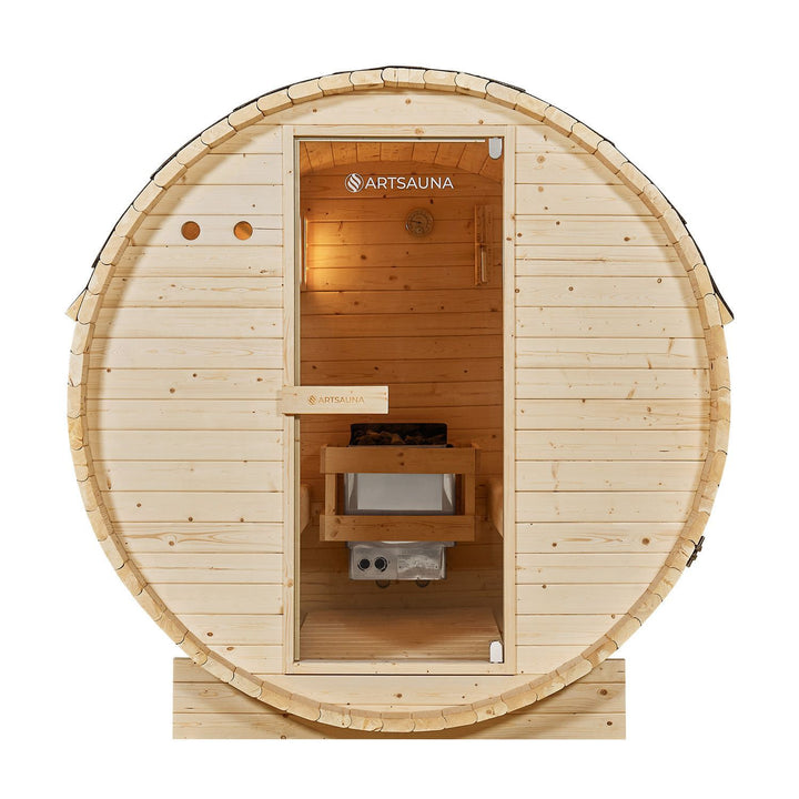 Sauna tonneau Spitzberg avec poêle de sauna