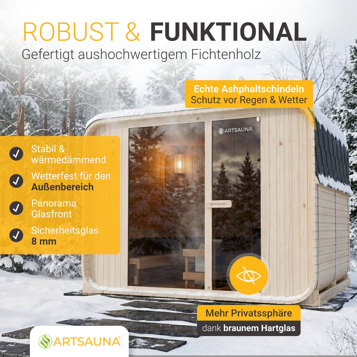 Sauna tonneau cubique Fjora XXL