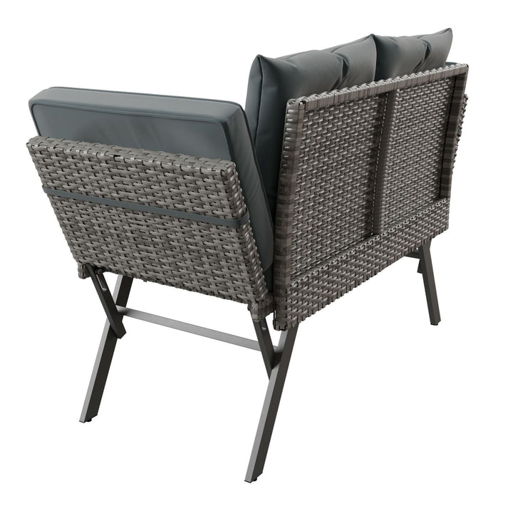 Polyrattan Multifunktionsbank Calvia Schwarz/Grau/Creme