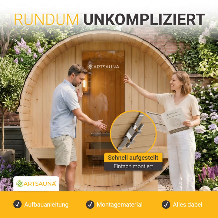 Sauna tonneau Spitzberg avec poêle de sauna