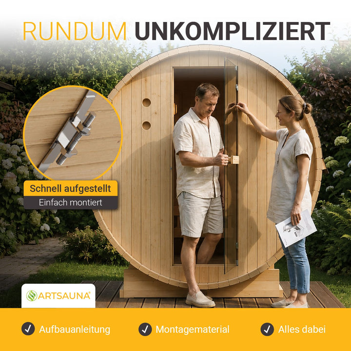 Sauna tonneau Spitzberg avec poêle de sauna