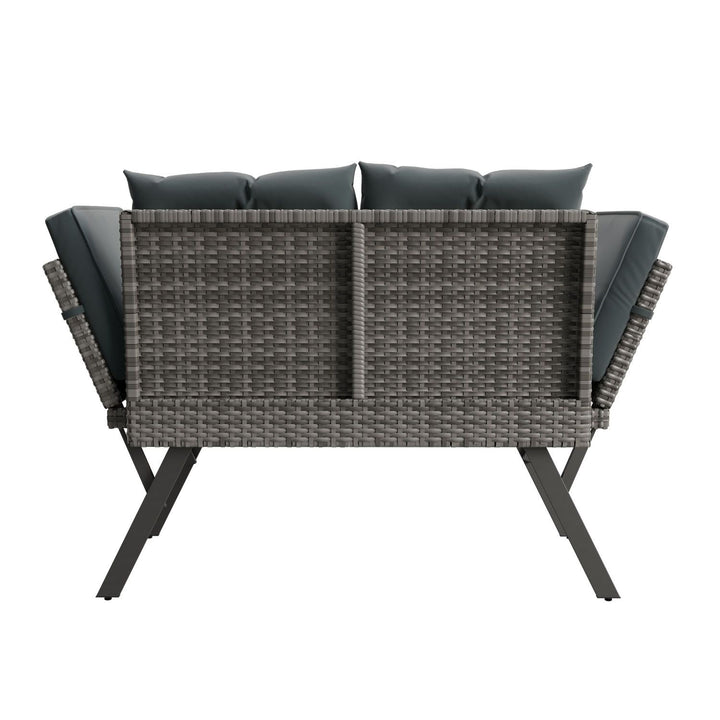 Polyrattan Multifunktionsbank Calvia Schwarz/Grau/Creme