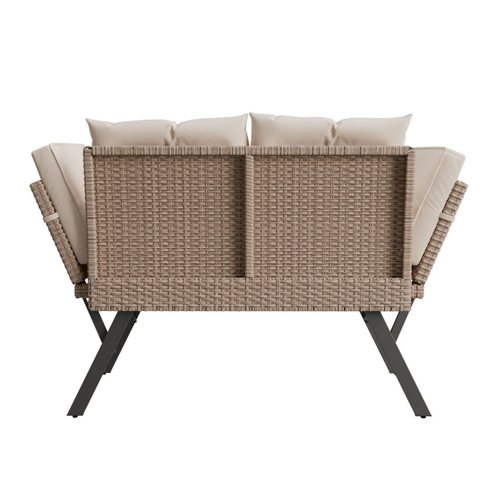 Polyrattan Multifunktionsbank Calvia Schwarz/Grau/Creme