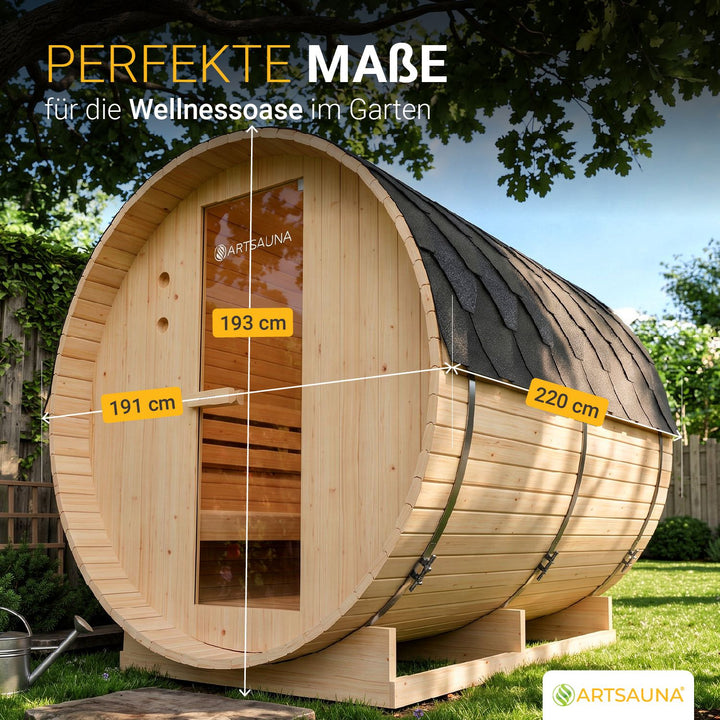 Sauna tonneau Spitzberg avec poêle de sauna