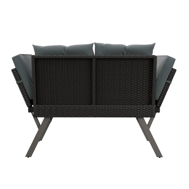Polyrattan Multifunktionsbank Calvia Schwarz/Grau/Creme
