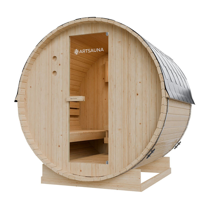 Sauna tonneau Spitzberg avec poêle de sauna