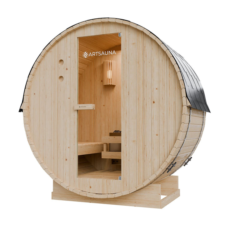 Sauna tonneau Spitzberg avec poêle de sauna