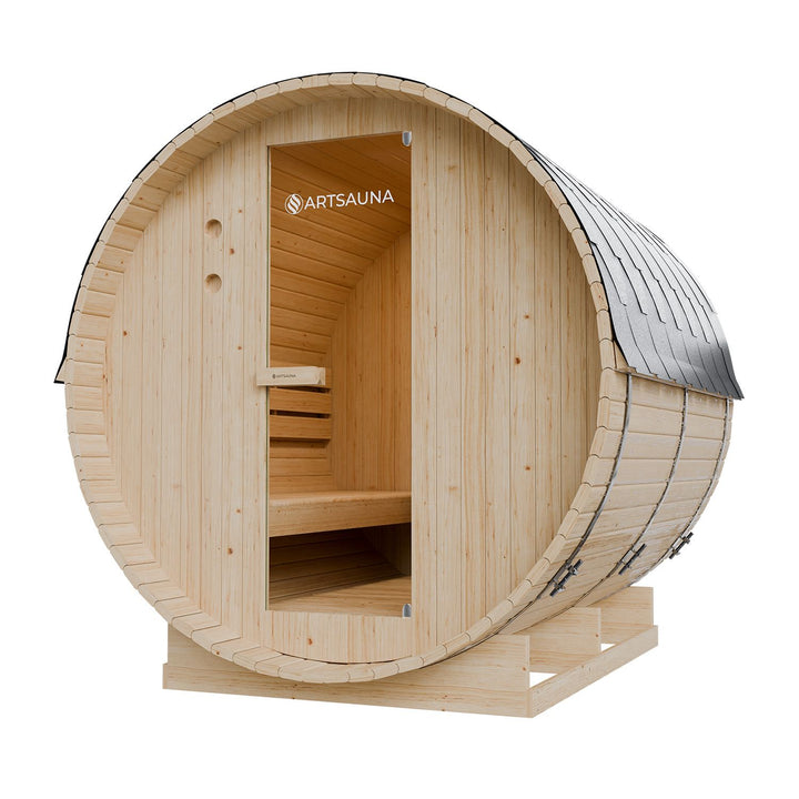 Sauna tonneau Spitzberg avec poêle de sauna
