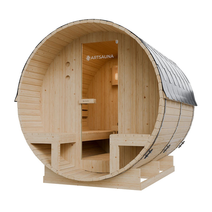 Sauna tonneau Spitzberg avec poêle de sauna